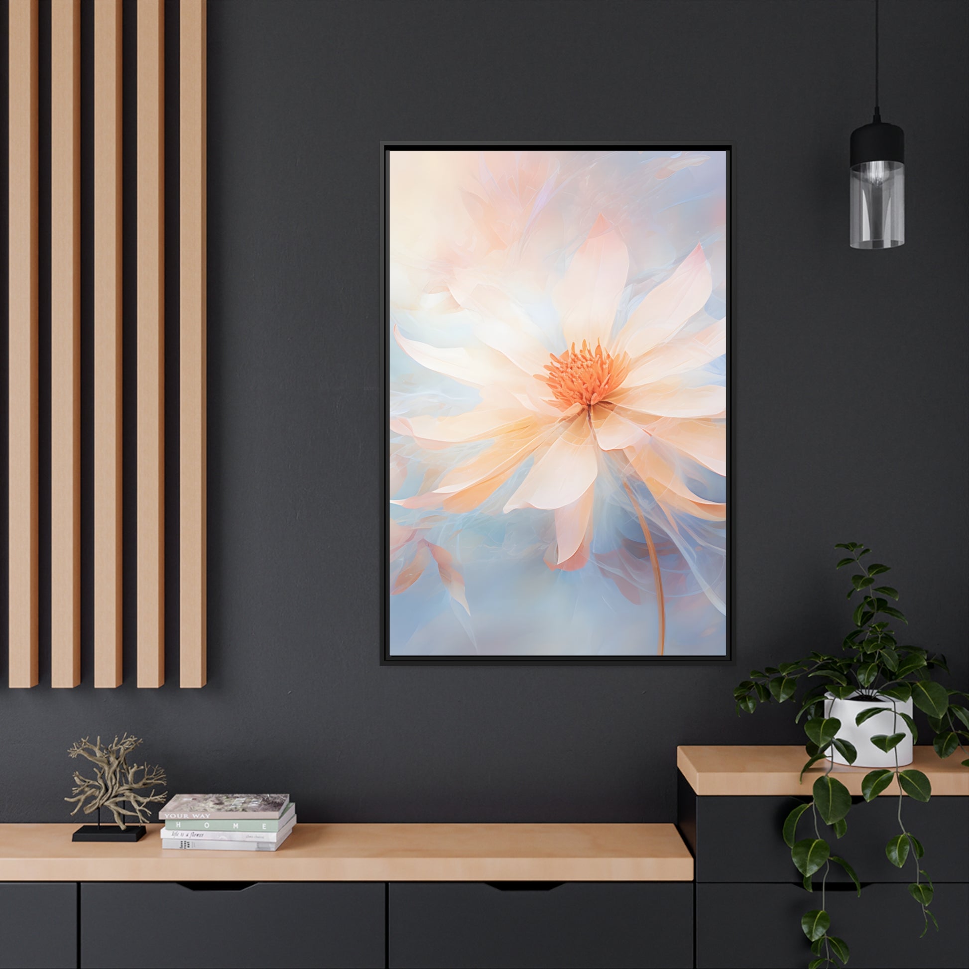 Framed Canvas Watercolor Style Soft Daisy Flower Floating Canvas