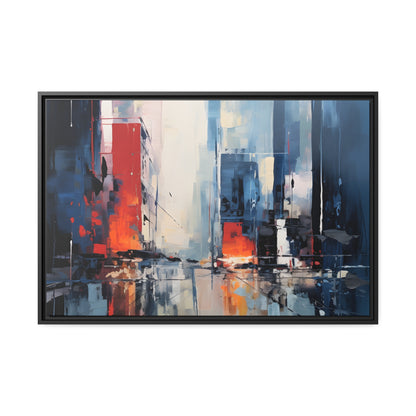 Framed Canvas Abstract artwork Vibrant City Art Framed Oil Painting Style Abstract Art