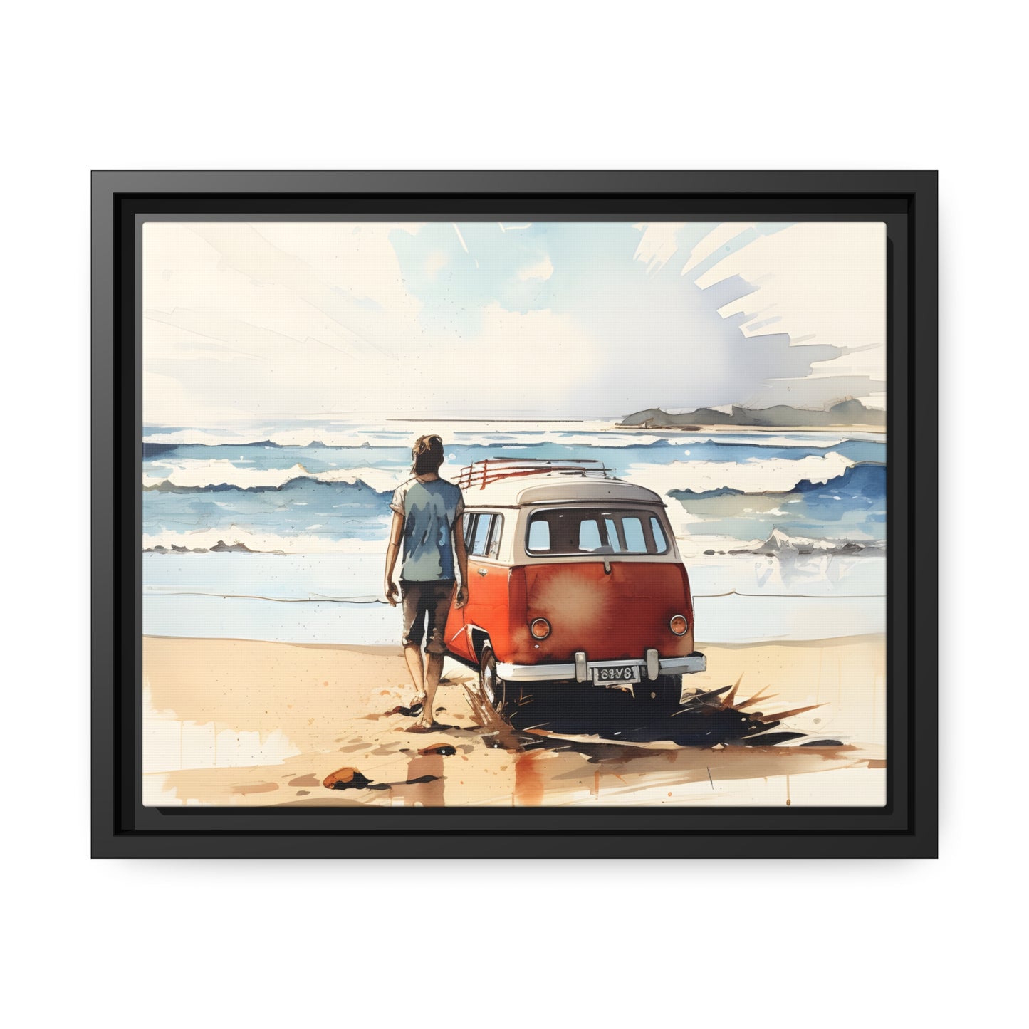 Framed Canvas Lifestyle/Oceanside Artwork Stunning Watercolor Style Framed Canvas Painting