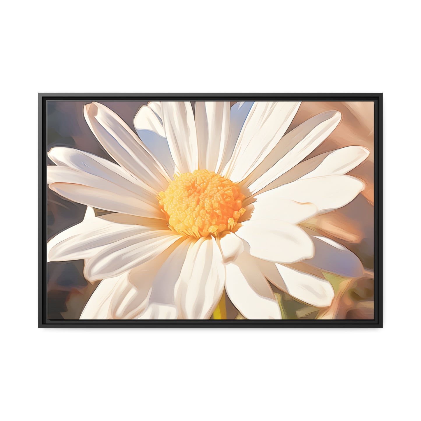 Framed Canvas Nature Inspired Artwork Stunning Sunlit Daisy Blooming Oil Painting Style