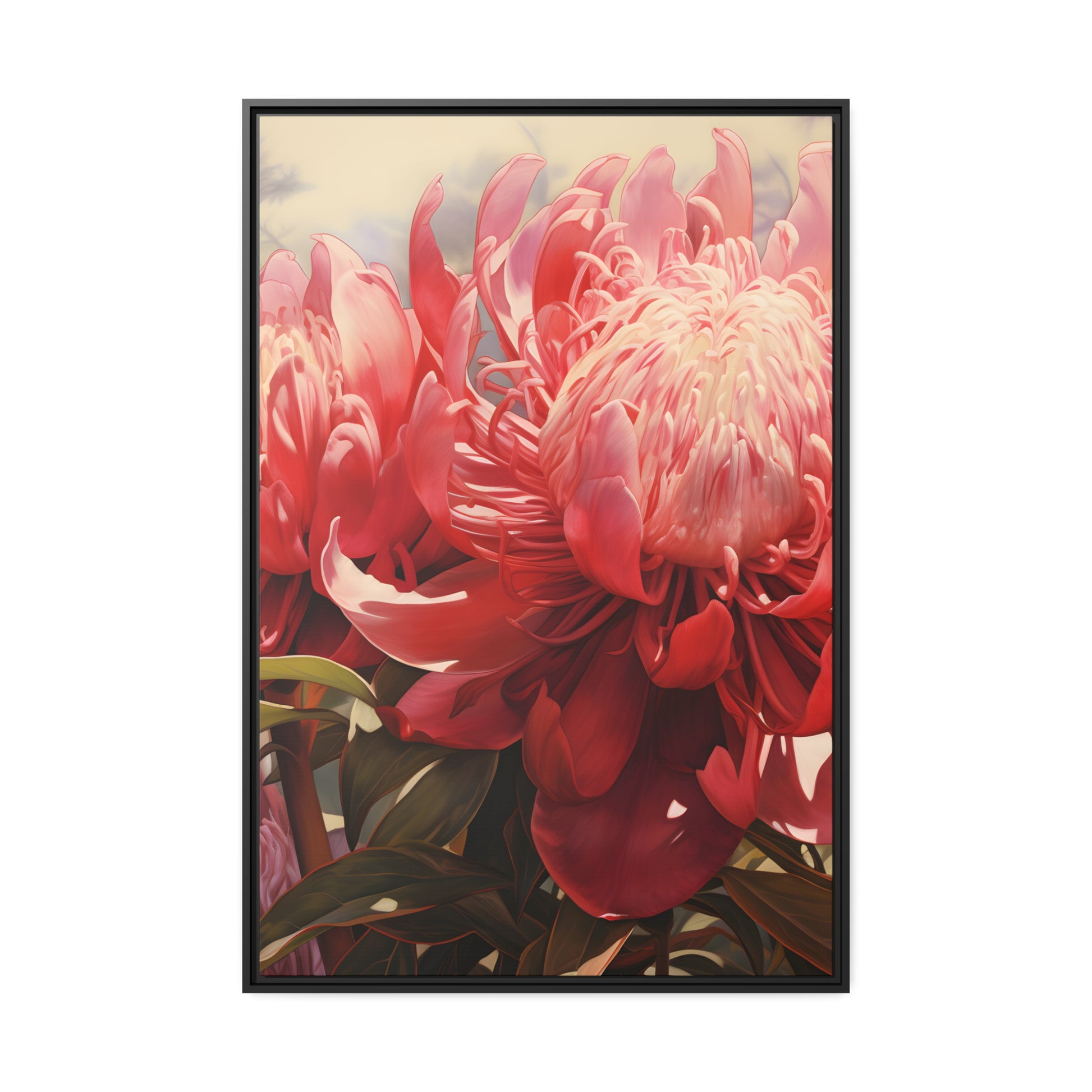 Framed Canvas Nature Inspired Artwork Stunning Bright Vibrant Blooming Wattle Oil Painting Style Framed Print