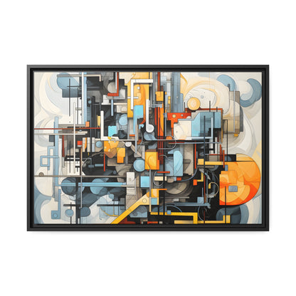 Framed Canvas Abstract artwork Vibrant Mechanical Shapes Art Framed Attention Grabbing Abstract Art