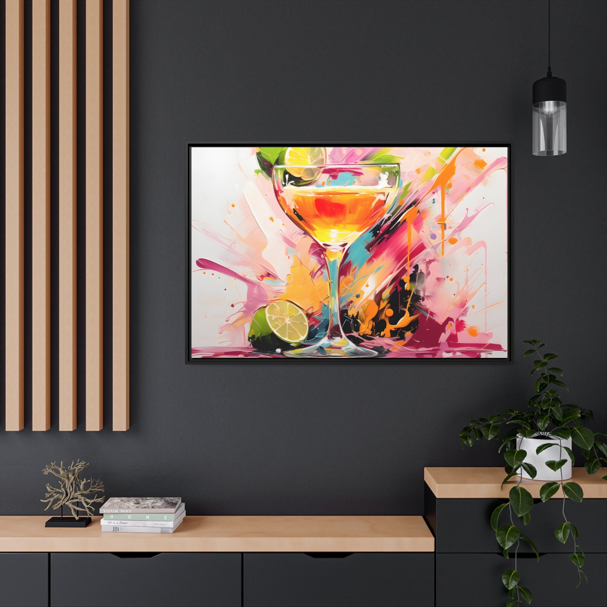 Vibrant Alcohol Framed Artwork Attention Grabbing Conversation Starter