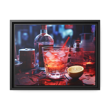 Framed Canvas Artwork Alcohol And Night Life Bar Art Floating Frame Canvas Neon Light Bar Artwork