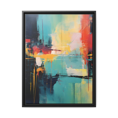 Framed Canvas Abstract Artwork Oil Painting Style Abstract Art Vibrant Colors And Random Shapes Leaving It Open For Interpretation Framed Canvas Nature