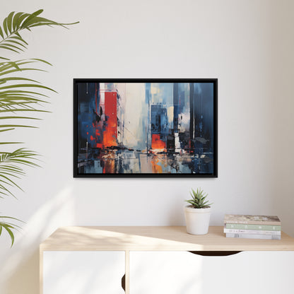 Framed Canvas Abstract artwork Vibrant City Art Framed Oil Painting Style Abstract Art