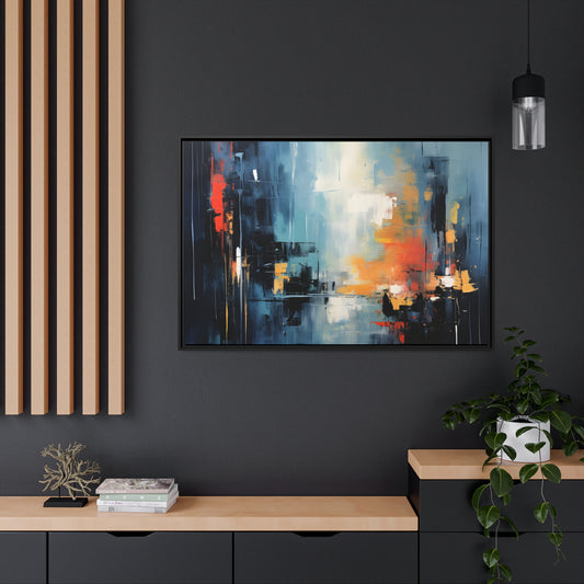 Framed Canvas Abstract Artwork Urban Setting Smooth Warm Color Combination Abstract City Art Framed Canvas