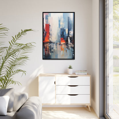 Framed Canvas Abstract artwork Vibrant City Art Framed Oil Painting Style Abstract Art