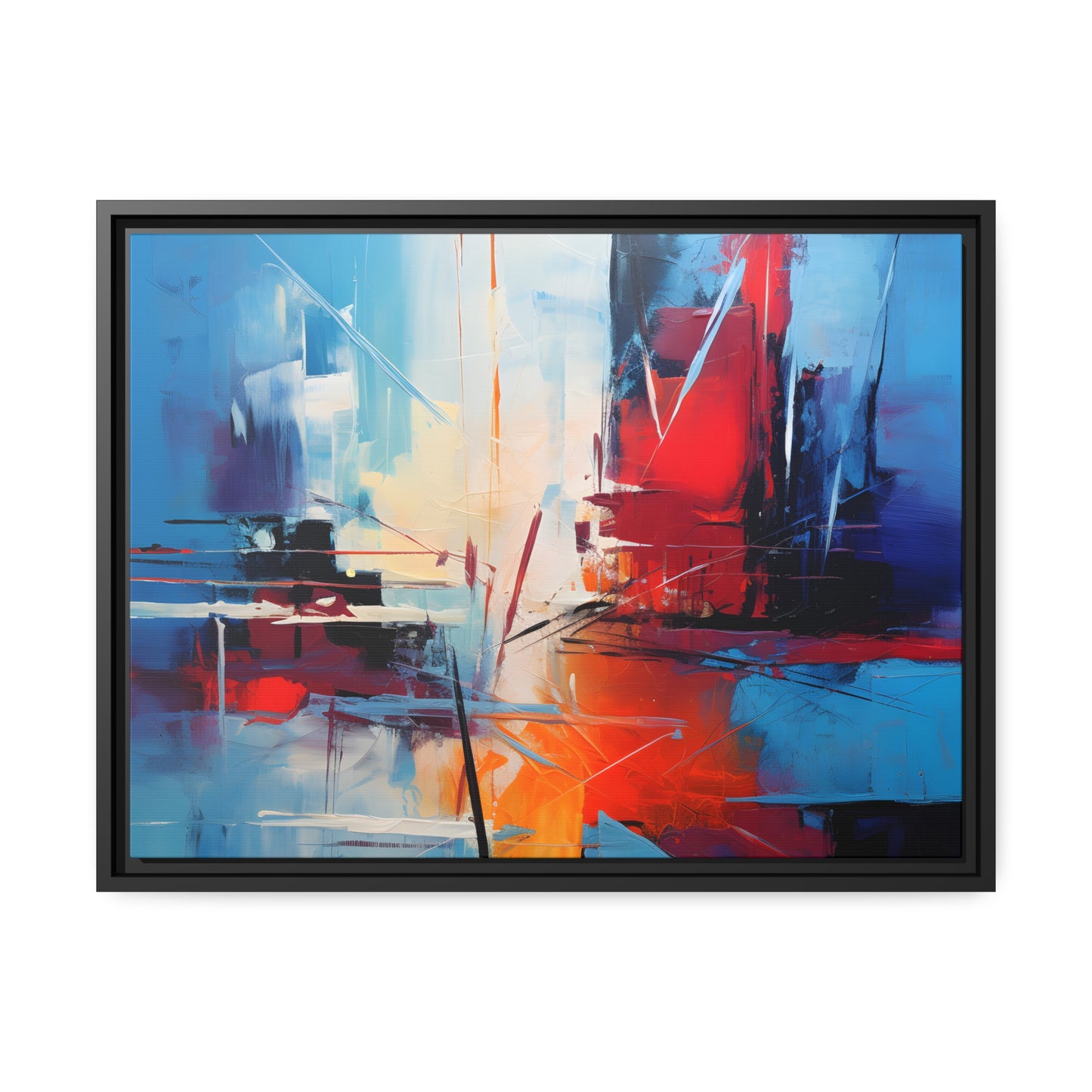 Framed Canvas Abstract artwork Vibrant City Art Framed Oil Painting Style Abstract Art