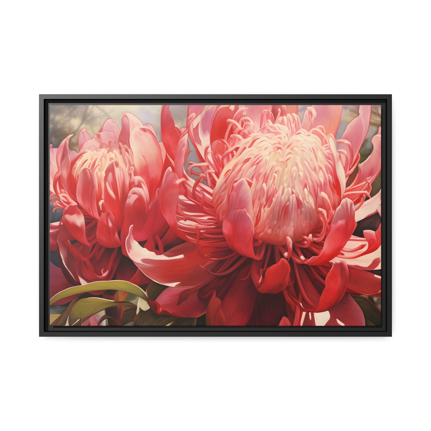 Framed Canvas Nature Inspired Artwork Stunning Bright Vibrant Blooming Wattle Oil Painting Style Framed Print