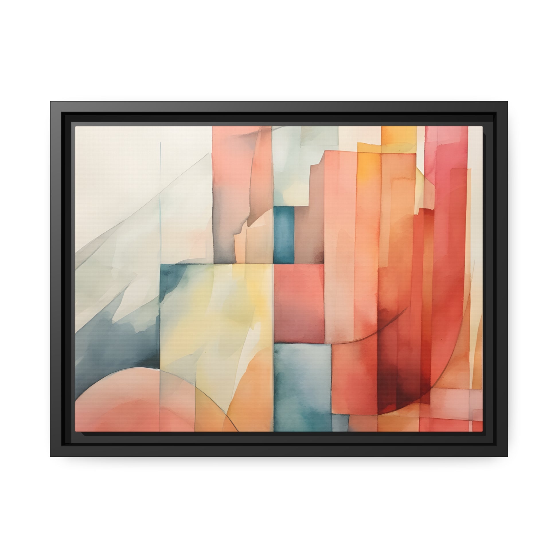 Framed Canvas Abstract Artwork Simplistic Minimalist Shapes Water Color Painting Style Abstract Art Framed Floating Canvas 