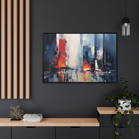 Framed Canvas Abstract artwork Vibrant City Art Framed Oil Painting Style Abstract Art