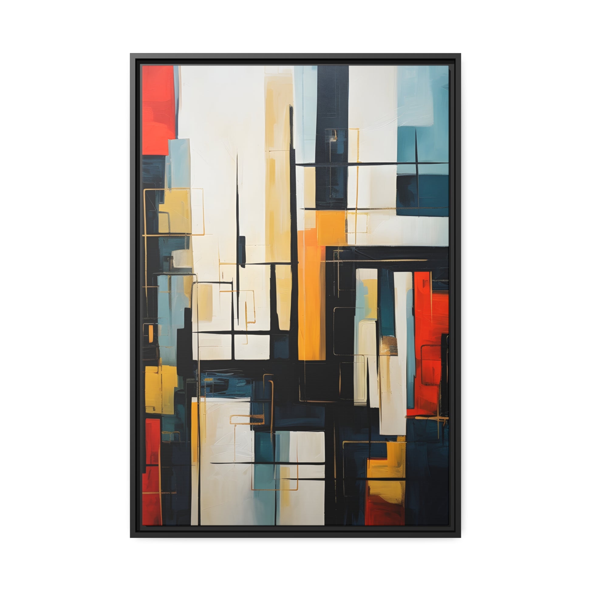 Framed Canvas Abstract Minimalistic Modern Style Floating Canvas Maze Style Framed Artwork 