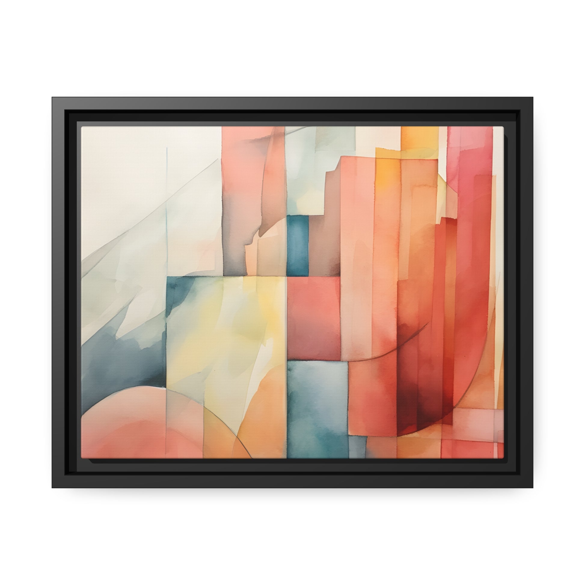 Framed Canvas Abstract Artwork Simplistic Minimalist Shapes Water Color Painting Style Abstract Art Framed Floating Canvas 