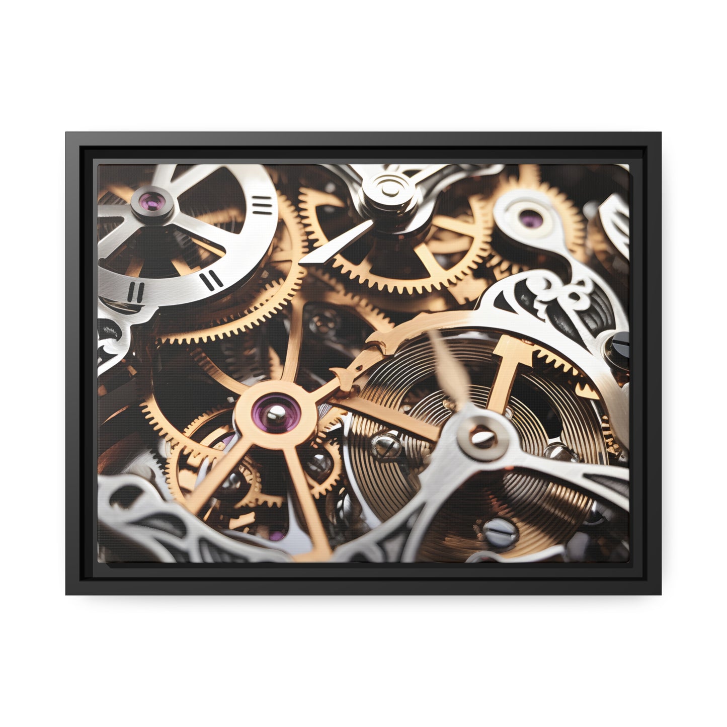 Beautiful Skeletonized Mechanical Watch Framed Canvas Art 24" x 18" (Horizontal Orientation)