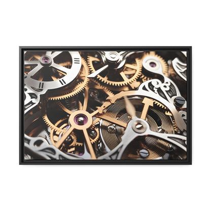Beautiful Skeletonized Mechanical Watch Framed Canvas Art 36" x 24" (Horizontal Orientation)