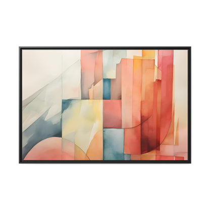 Framed Canvas Abstract Artwork Simplistic Minimalist Shapes Water Color Painting Style Abstract Art Framed Floating Canvas 