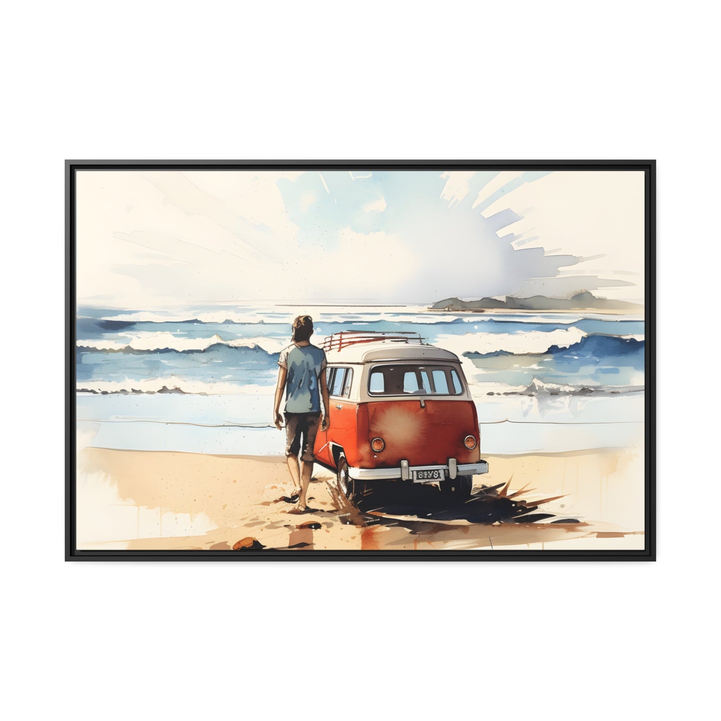 Framed Canvas Lifestyle/Oceanside Artwork Stunning Watercolor Style Framed Canvas Painting