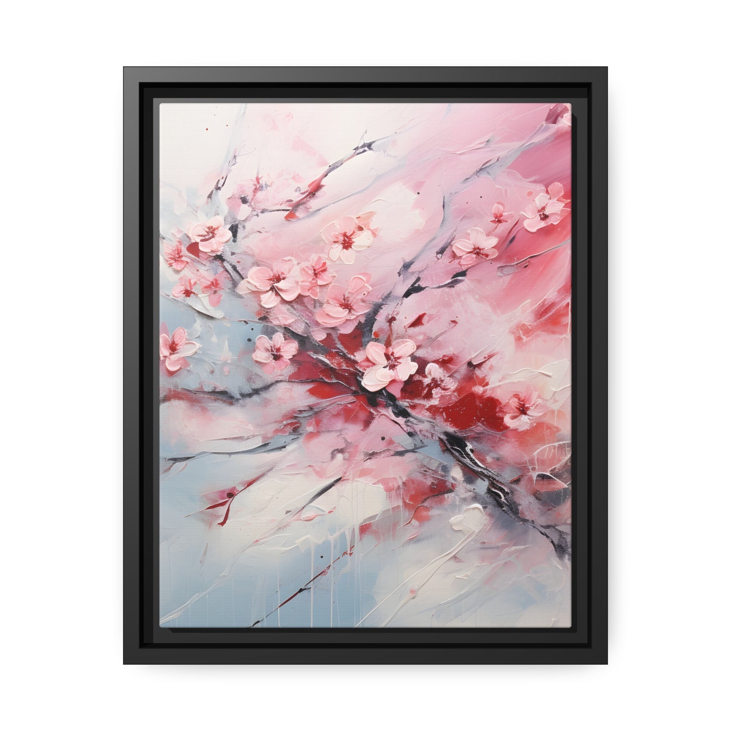 Framed Canvas Nature Inspired Artwork Stunning Gloomy Cherry Blossom Tree Oil Painting Style Framed Canvas Print