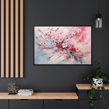 Framed Canvas Nature Inspired Artwork Stunning Gloomy Cherry Blossom Tree Oil Painting Style Framed Canvas Print