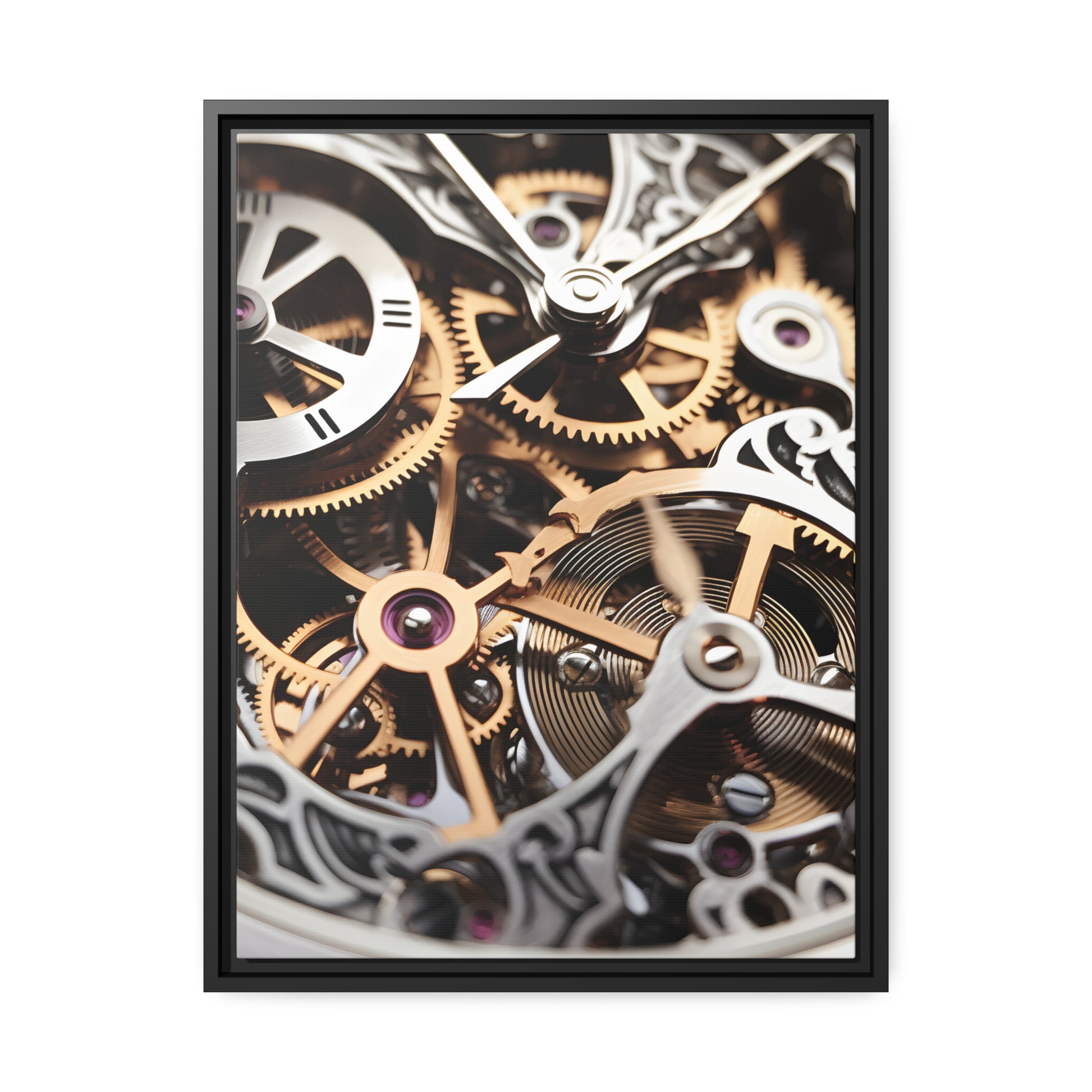 Beautiful Skeletonized Mechanical Watch Framed Canvas Art  18" x 24" (Vertical Orientation)