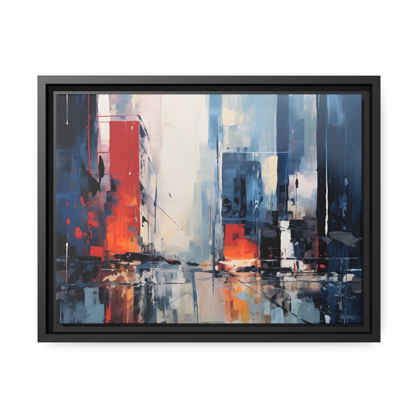 Framed Canvas Abstract artwork Vibrant City Art Framed Oil Painting Style Abstract Art