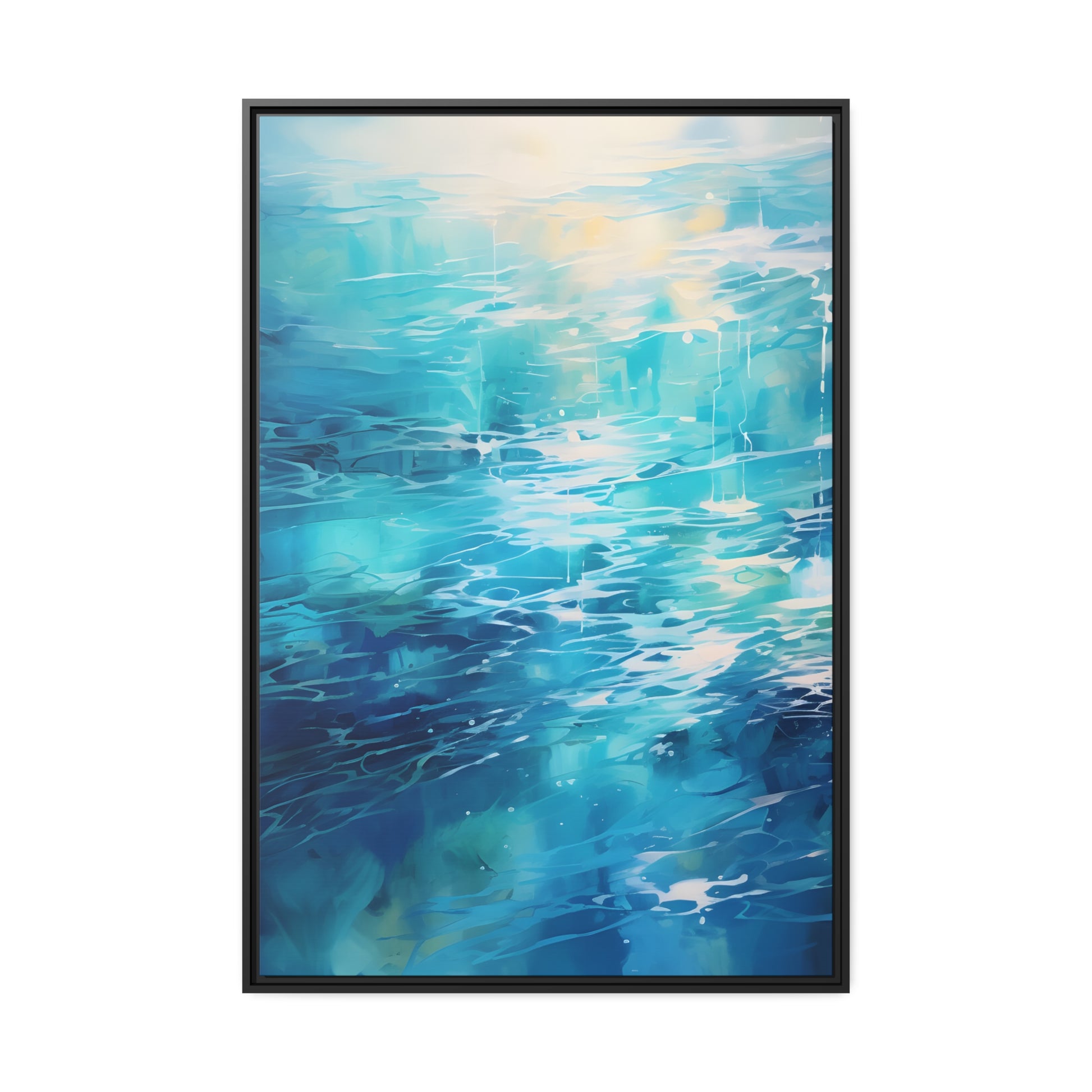 Framed Canvas Abstract artwork Vibrant Soothing Water Texture Abstract Art Bright Crystal Clear Water Framed Canvas