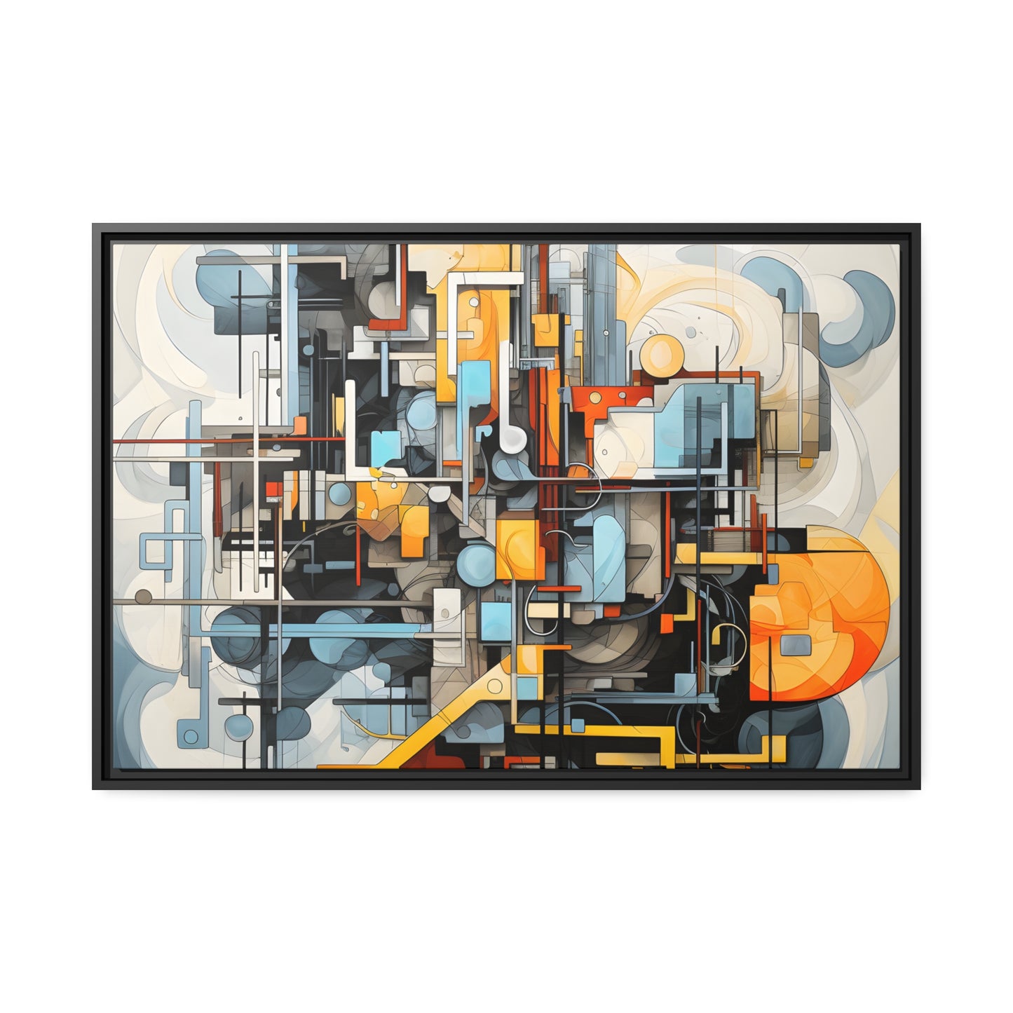 Framed Canvas Abstract artwork Vibrant Mechanical Shapes Art Framed Attention Grabbing Abstract Art