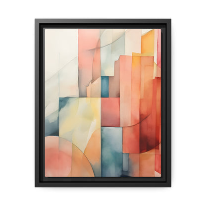 Framed Canvas Abstract Artwork Simplistic Minimalist Shapes Water Color Painting Style Abstract Art Framed Floating Canvas 