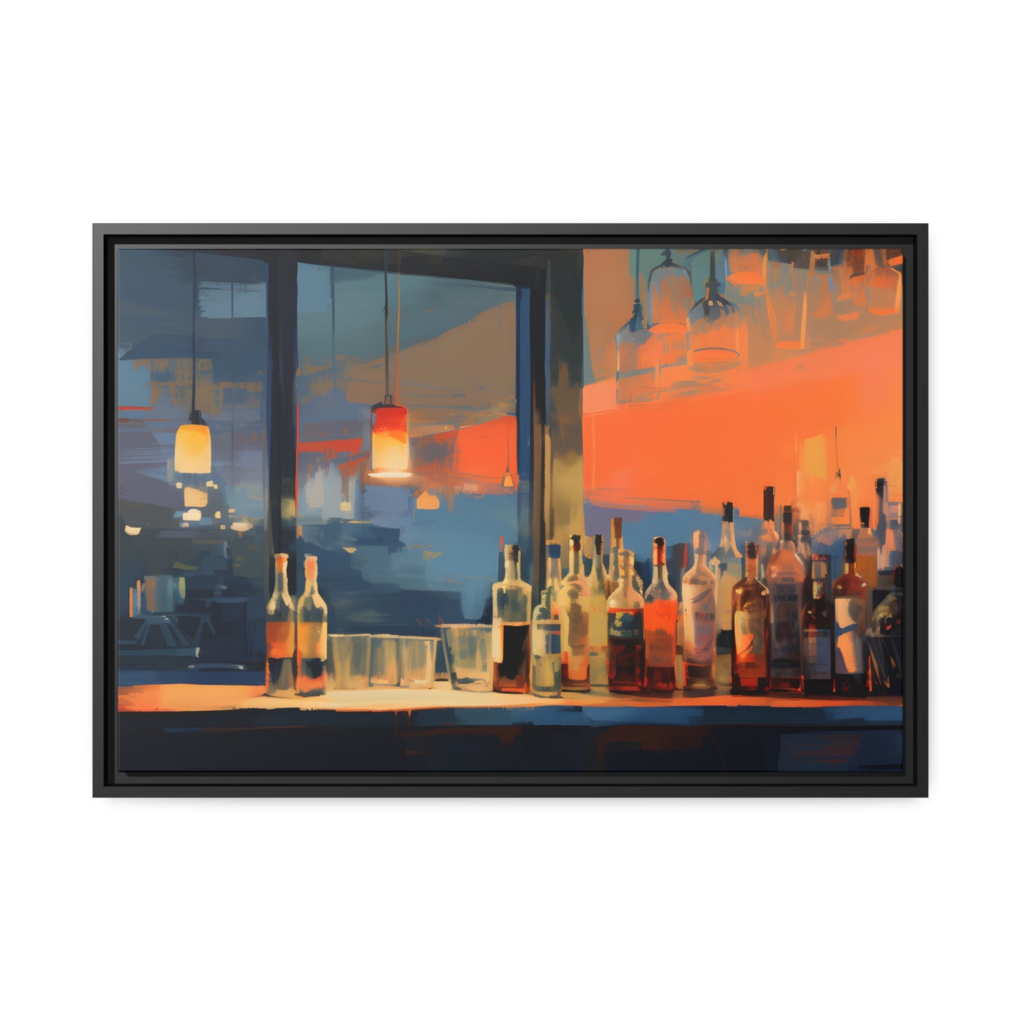 Framed Canvas Artwork Alcohol Bar Night Life Party Drinking Lifestyle Floating Frame Canvas 