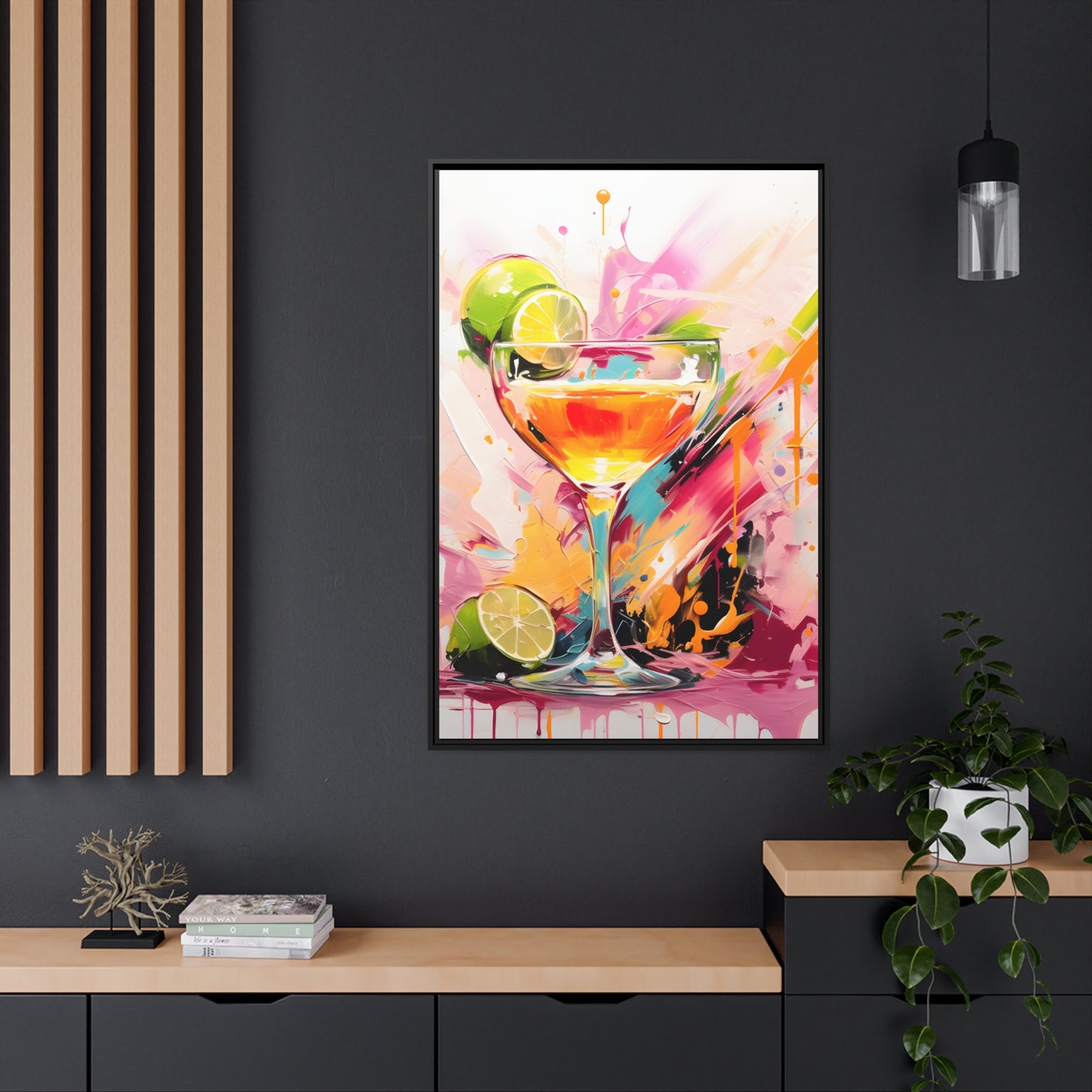 Vibrant Alcohol Framed Artwork Attention Grabbing Conversation Starter