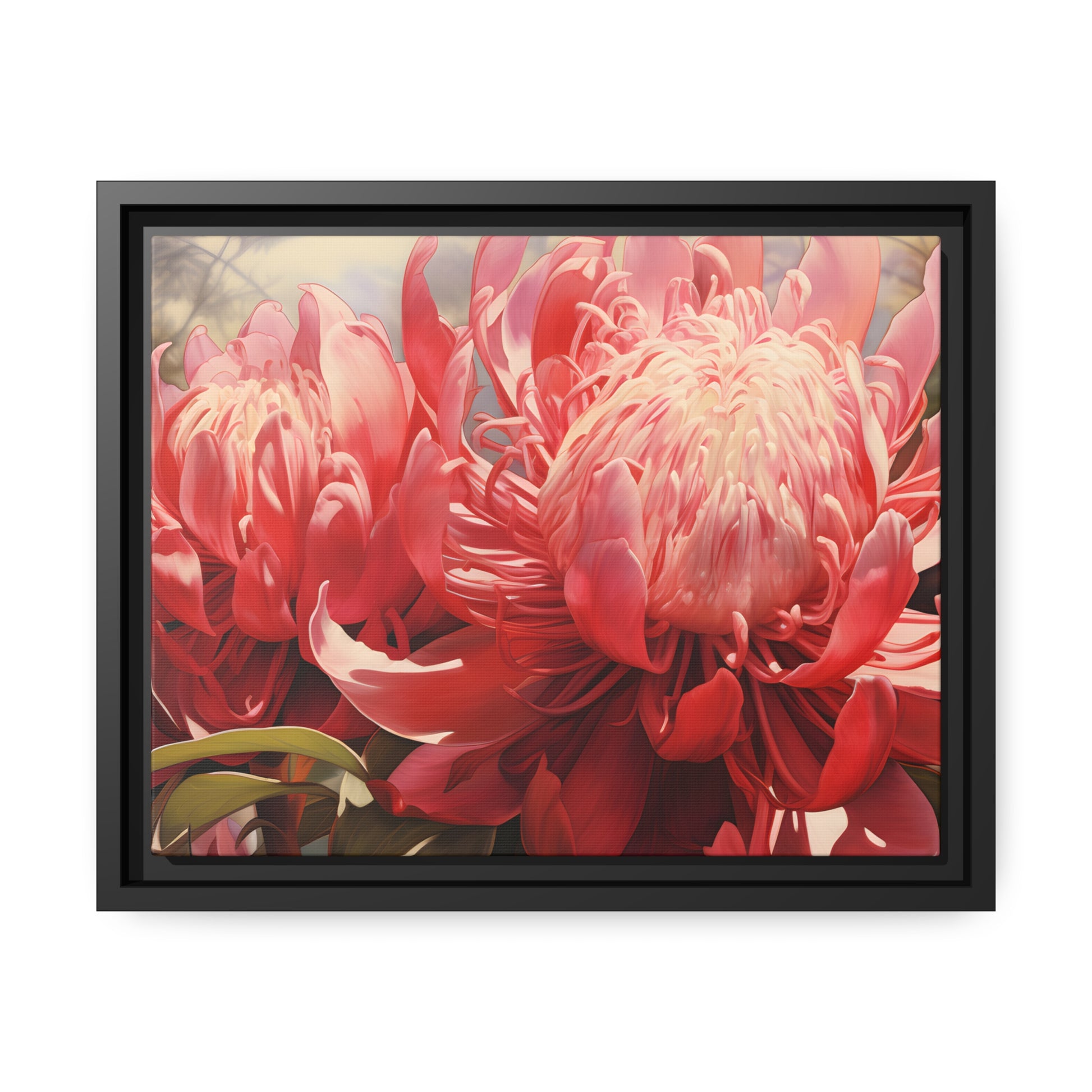 Framed Canvas Nature Inspired Artwork Stunning Bright Vibrant Blooming Wattle Oil Painting Style Framed Print