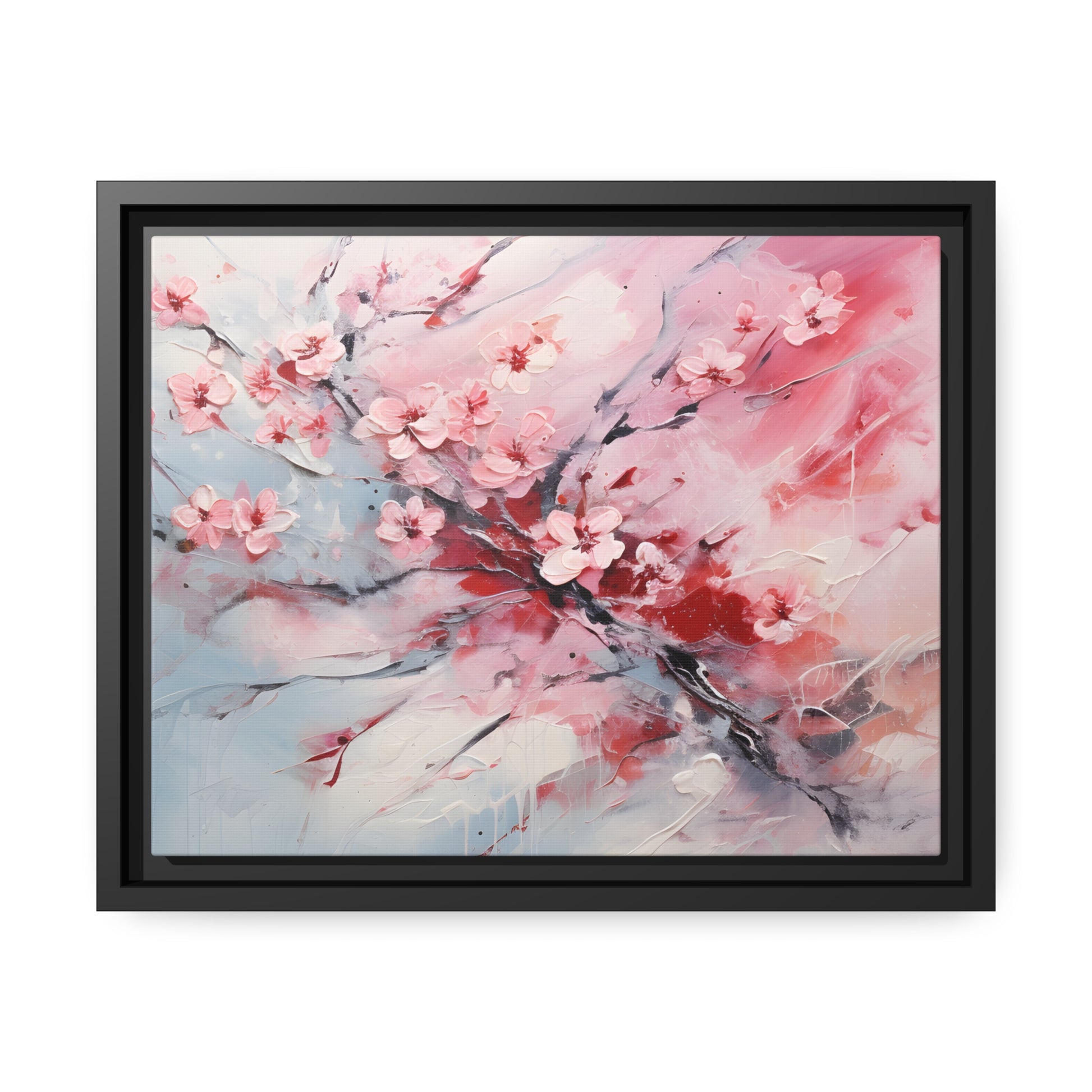 Framed Canvas Nature Inspired Artwork Stunning Gloomy Cherry Blossom Tree Oil Painting Style Framed Canvas Print