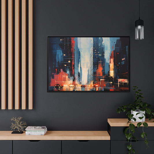 Framed Canvas Abstract Urban Mystique Conversation Starter Floating Canvas Framed Art Busy City Streets 