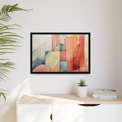 Framed Canvas Abstract Artwork Simplistic Minimalist Shapes Water Color Painting Style Abstract Art Framed Floating Canvas 