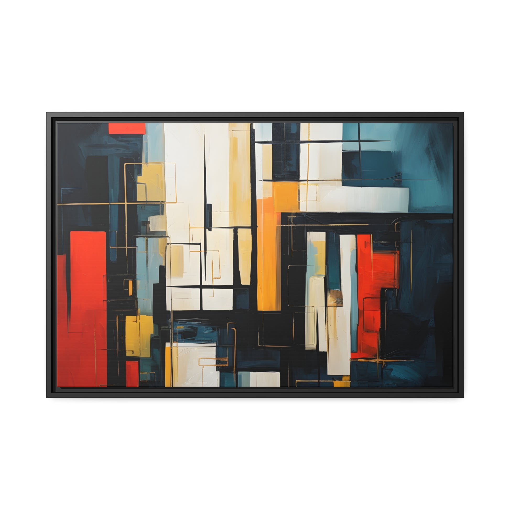 Framed Canvas Abstract Minimalistic Modern Style Floating Canvas Maze Style Framed Artwork 