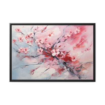 Framed Canvas Nature Inspired Artwork Stunning Gloomy Cherry Blossom Tree Oil Painting Style Framed Canvas Print