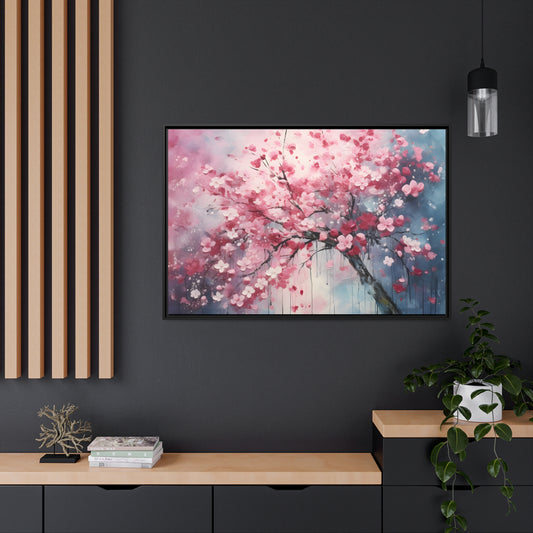 Framed Canvas Cherry Blossom Tree Floating Canvas Style 