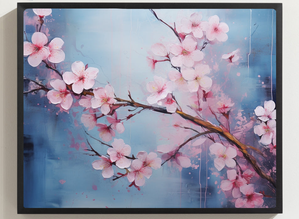Framed Nature Inspired Artwork Stunning Cherry blossom Painting 