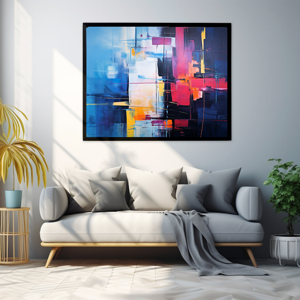 Framed Abstract artwork Vibrant Art Framed Oil Painting Abstract Art