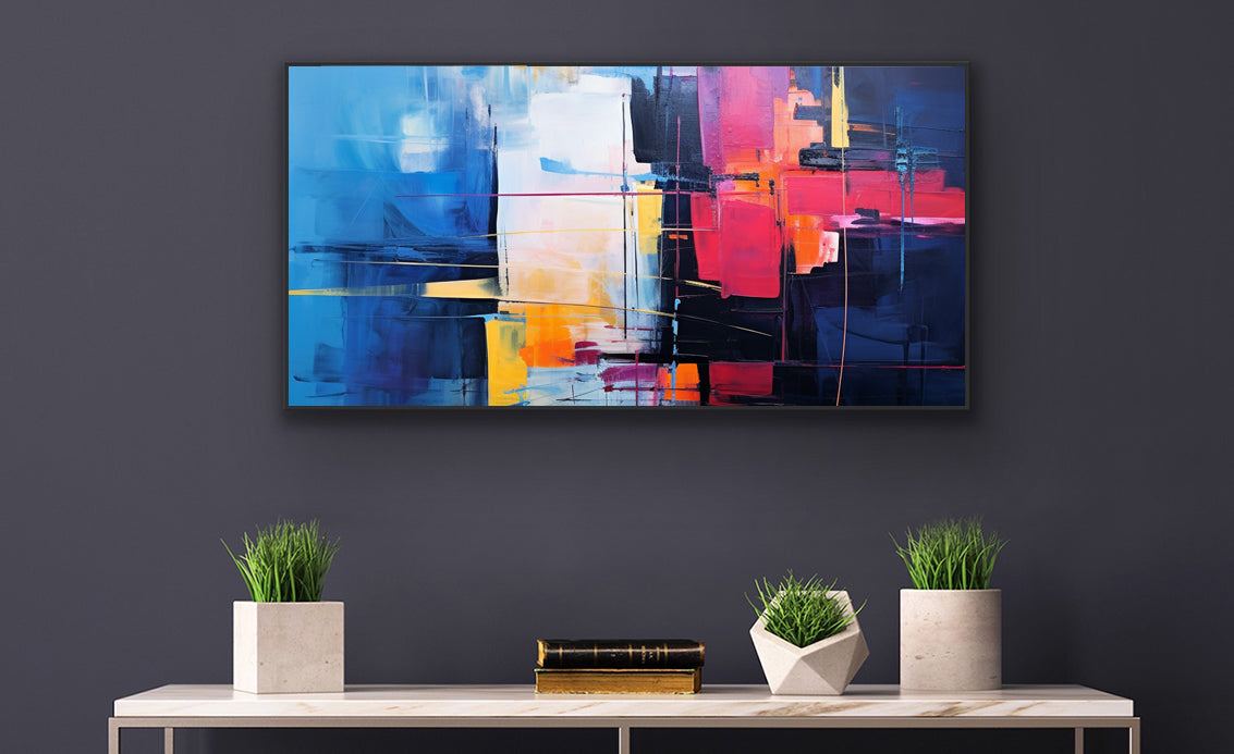 Framed Abstract artwork Vibrant Art Framed Oil Painting Abstract Art