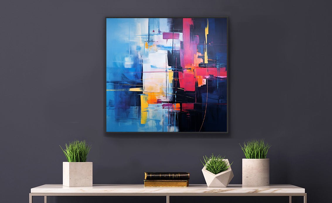 Framed Abstract artwork Vibrant Art Framed Oil Painting Abstract Art