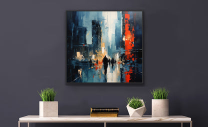 Framed Print Abstract Shadows Creeping Through A Dark City Urban Mystique Conversation Starter Framed Poster Art Busy City Streets People Walking Through A City With Large Buildings