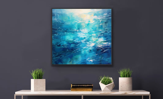Framed Print Abstract artwork Vibrant Soothing Water Texture Abstract Art Bright Crystal Clear Water Framed Poster