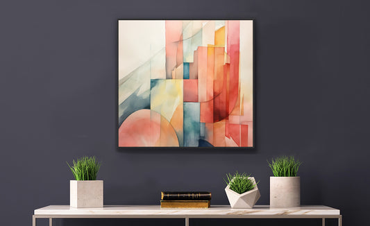 Framed Print Abstract Artwork Simplistic Minimalist Shapes Water Color Painting Style Abstract Art Framed Poster
