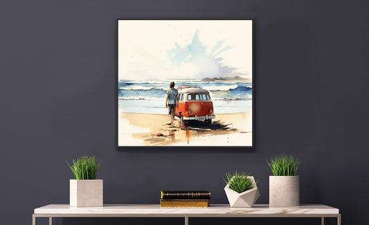 Framed Lifestyle/Ocean Side Artwork Stunning Watercolor Style Framed Painting