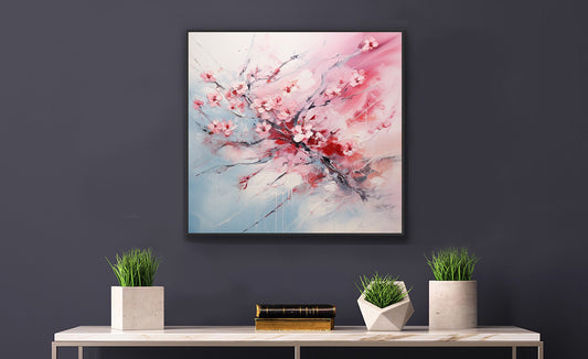 Framed Nature Inspired Artwork Stunning Gloomy Cherry Blossom Tree Oil Painting Style Framed Print