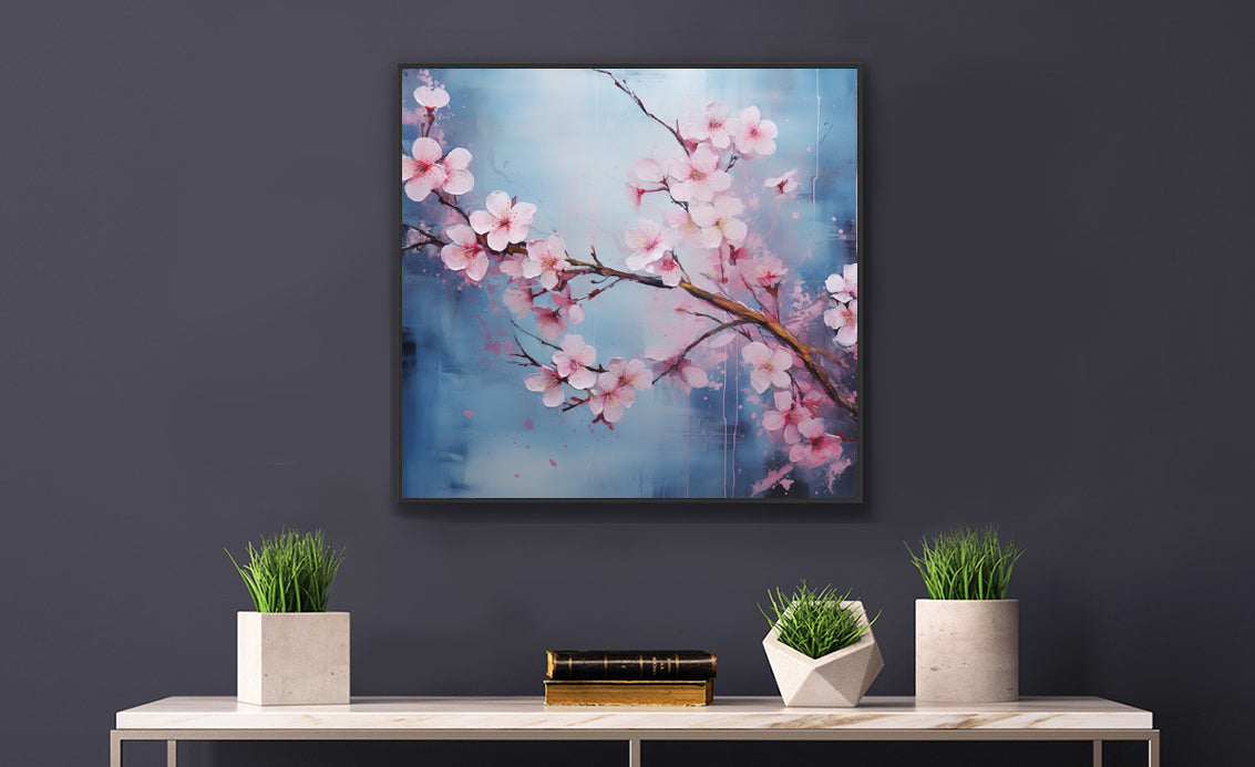 Framed Nature Inspired Artwork Stunning Cherry blossom Painting 