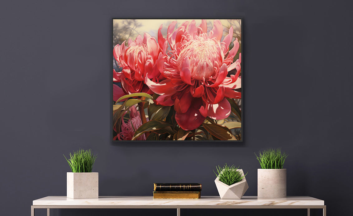 Framed Print Nature Inspired Artwork Stunning Bright Vibrant Blooming Wattle Oil Painting Style Framed Poster