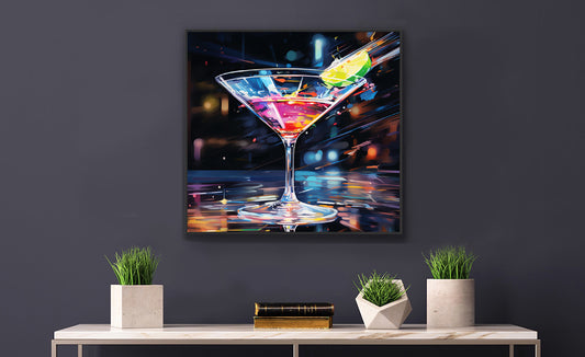 Framed Print Martini Glass Lined With Lime and a Colorful Drink All in a Watercolor Style Painting Framed Poster Artwork